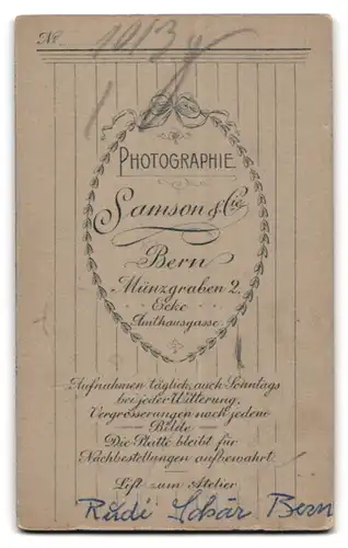 Fotografie Samson & Cie, Bern, Münzgraben 2, Eleganter Städter mit Schnurrbart