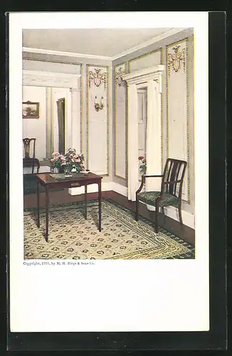 AK Biedermeier Zimmer mit Tisch und Stühlen