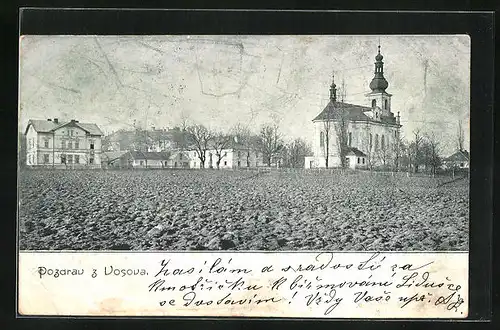 AK Vosov, Teilansicht mit Kirche