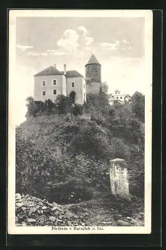 AK Rataje, Blick zum Schloss auf dem Berg