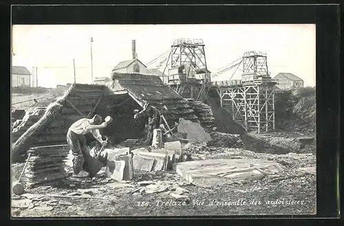 AK Trélazé, Vue d`ensemble des ardoisières, Steinbruch