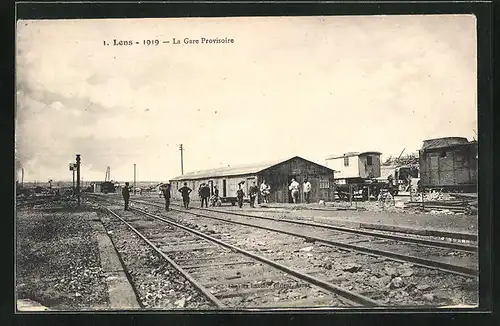 AK Lens, La Gare Provisoire 1919