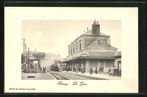 AK Bernay, La Gare, Bahnhof