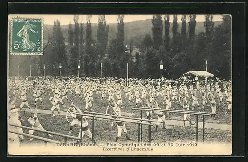 AK Tarare, Fête Gymnique des 29 et 30 Juin 1912, Exercices d`Ensemble, Turnfest