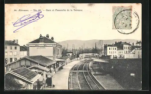 AK St. Étienne, Gare et Passerelle de la Terrasse, Bahnhof
