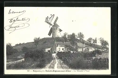 AK Noyers, Le Moulin a Vent, Blick zur Windmühle