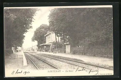 AK Santenay, La Gare / Bahnhof