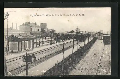 AK St-Jean-de-Losne, La Gare du Chemin de Fer P.-L.-M. / Bahnhof