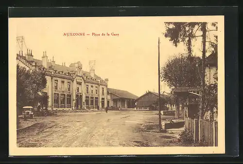 AK Auxonne, Place de la Gare, Bahnhof