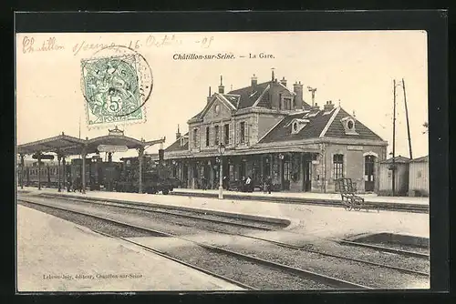 AK Chatillon-sur-Seine, La Gare, Bahnhof von der Gleisseite