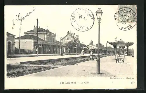 AK Les Laumes, La Gare, Totalansicht Bahnhof