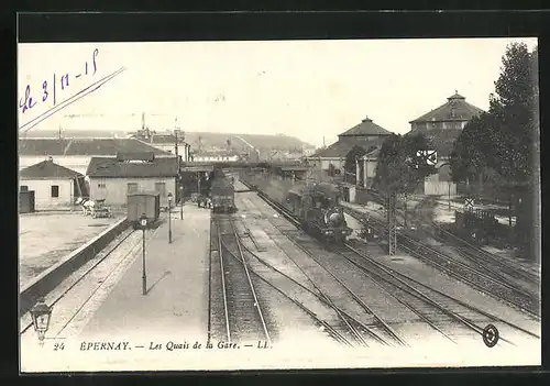 AK Épernay, Les Quais de la Gare, Bahnhof