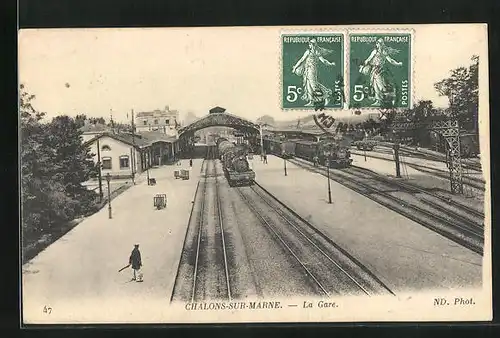 AK Chalons-sur-Marne, La Gare, Bahnhof