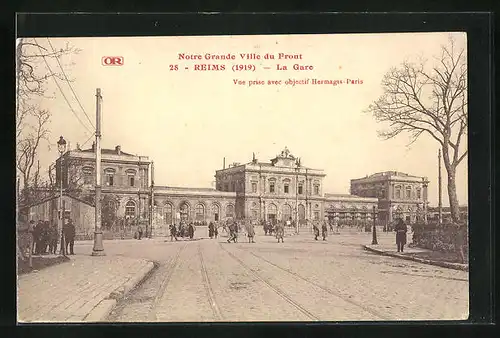 AK Reims, La Gare, Bahnhof