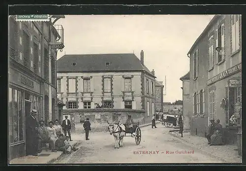 AK Esternay, Rue Guichard, Librairie - Papeterie