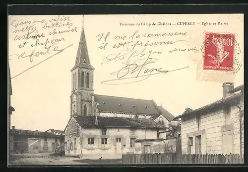 AK Cuperly, Eglise et Mairie