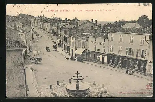 AK Sermaize-les-Bains, La Place, Perspective de la Rue de Vitry