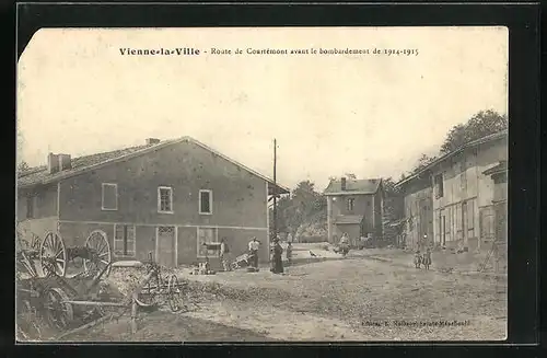 AK Vienne-la-Ville, Route de Courtémont avant le bombardement