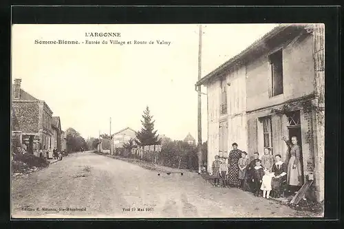 AK Somme-Bionne, entrée du Village et Route de Valmy