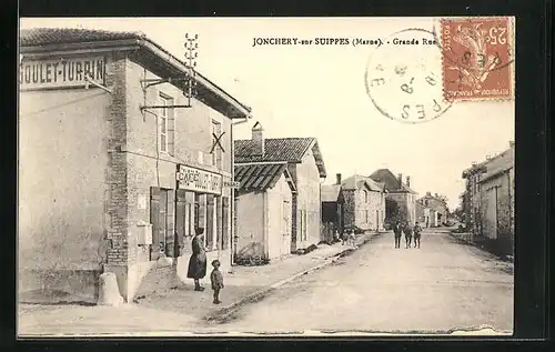 AK Jonchery-sur-Suippes, Grande Rue & Café