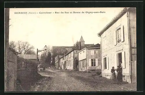 AK Somsois, Rue du Bas et Route de Gigny-aux-Bois