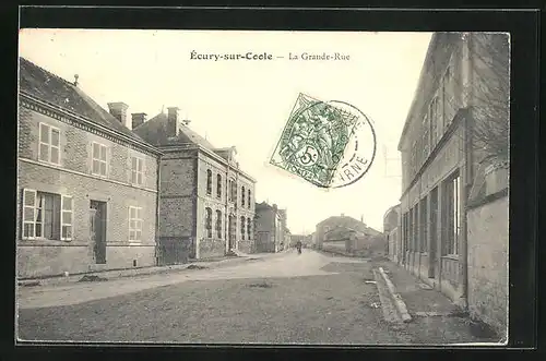 AK Écury-sur-Coole, La Grande-Rue