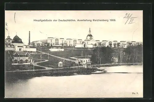 AK Reichenberg, Deutschböhmische Ausstellung 1906, Blick zum Hauptgebäude