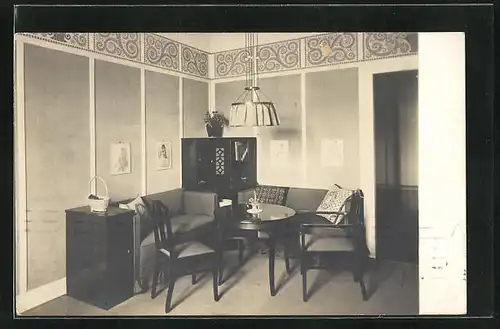 AK Hamburg, Ausstellung bemalter Wohnräume 1911, Sitzgruppe