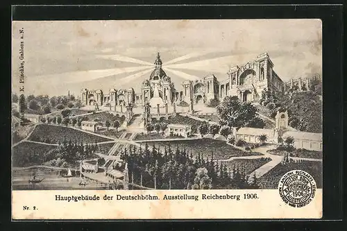 AK Reichenberg, Hauptgebäude der Deutschböhm. Ausstellung 1906