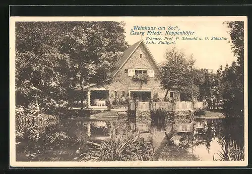 AK Stuttgart, Bau-Ausstellung, Weinhaus am See