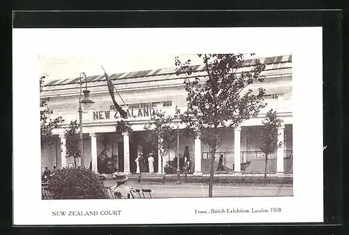 AK London, Franco-British Exhibition 1908, New Zealand Court, Ausstellung