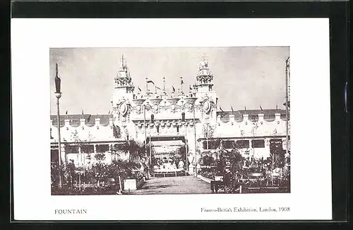 AK London, Franco-British Exhibition 1908, Fountain, Ausstellung