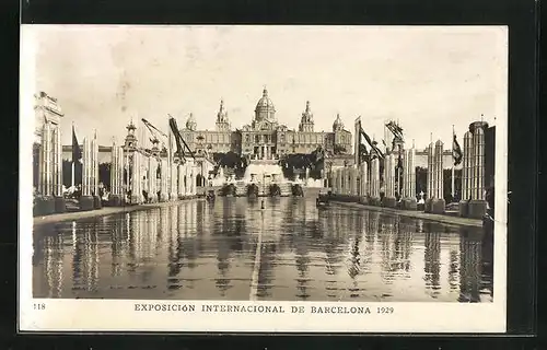 AK Barcelona, Exposicion Internacional 1929, Avenida Reina Maria Cristina, Ausstellung