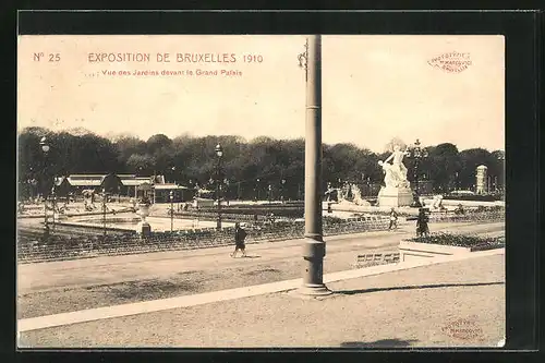 AK Bruxelles, Exposition 1910, Vue des Jardins devant le Grand Palais, Ausstellung