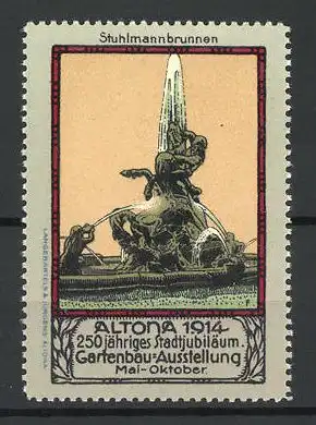 Reklamemarke Altona, Gartenbau-Ausstellung 1914, Stuhlmannbrunnen