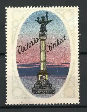 Reklamemarke Victoria-Brikett, Denkmal mit Engel