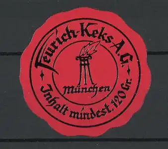 Präge-Reklamemarke Feurich-Keks-AG München, lodernde Flamme