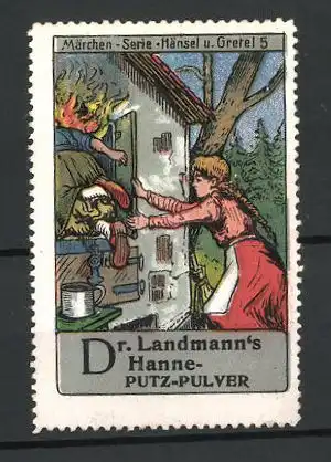 Reklamemarke Märchen-Serie: Hänsel und Gretel, Bild 5, Rettung aus dem Ofen der Hexe