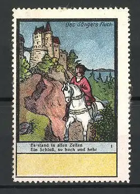 Reklamemarke Ballade-Serie: Des Sängers Fluch, Bild 1, Prinz blickt zum Schloss