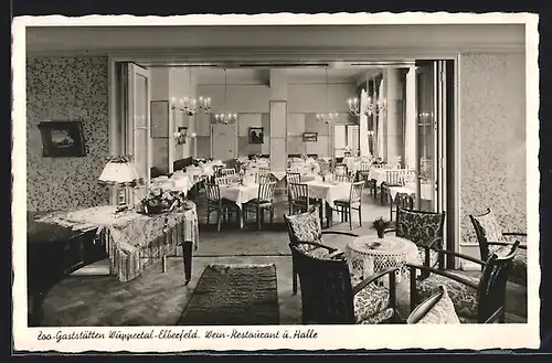 AK Wuppertal-Elberfeld, Zoo-Gaststätte, Wein-Restaurant und Halle