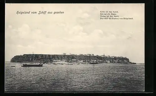 AK Helgoland, Ortsansicht vom Schiff aus