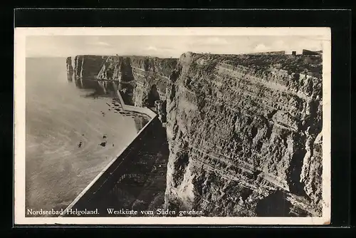 AK Helgoland, Nordseebad, Westküste von Süden gesehen