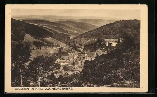 AK Stolberg im Harz, Teilansicht vom Georgenberg aus gesehen