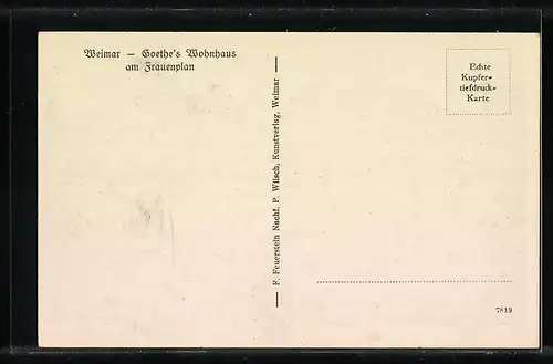 AK Weimar, Goethe`s Wohnhaus an der Strasse Frauenplan