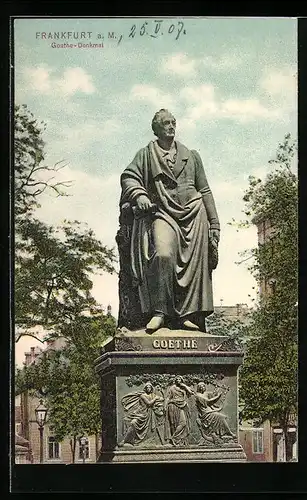 AK Frankfurt a. M., Goethe-Denkmal