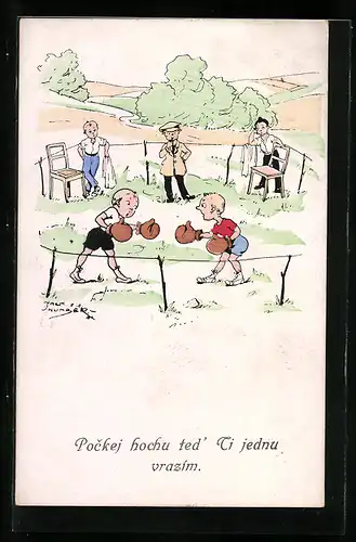 Künstler-AK Jack Number: Zwei Boxer bei einem Kampf