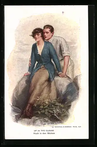 Künstler-AK Lester Ralph: Hoch in den Wolken - Paar auf einem Berggipfel