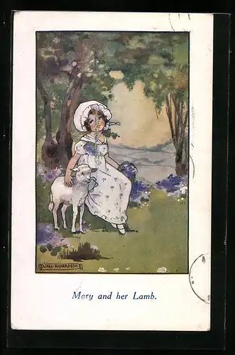 Künstler-AK Agnes Richardson: Mary und ihr Lamm