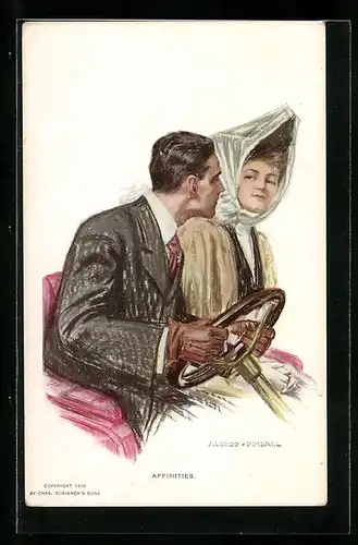 Künstler-AK Alonzo Kimball: Affinities, Paar im Auto