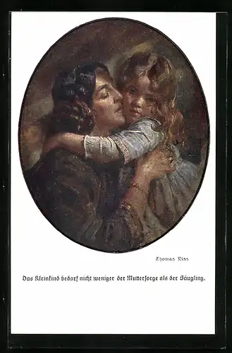 Künstler-AK Thomas Riss: Mutter umsorgt ihr kleines Mädchen